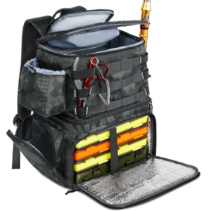 Water Resistant Fishing Tackle Box Bag with Rod Holders